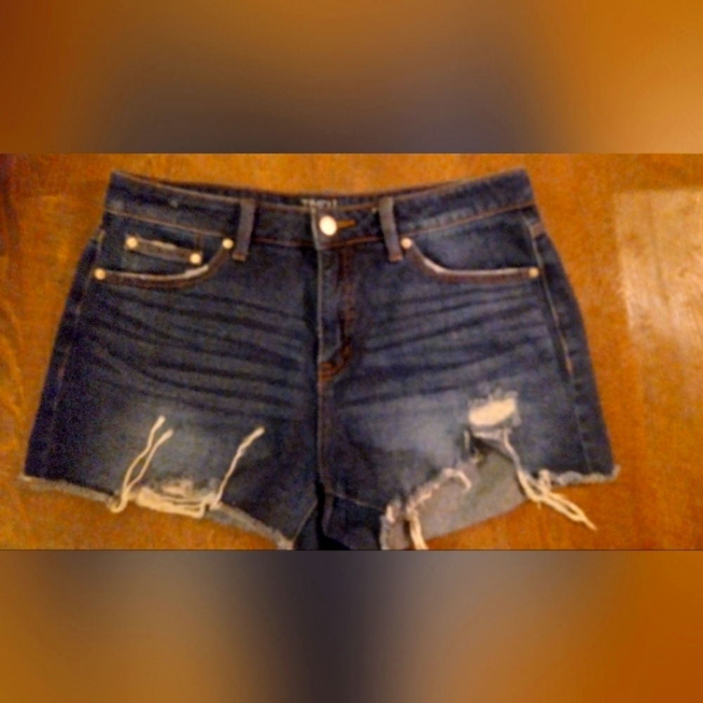 High rise denim shorts